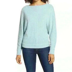 Caslon Dolman Sleeve Thermal Knit Long Sleeve Top in Mineral Blue